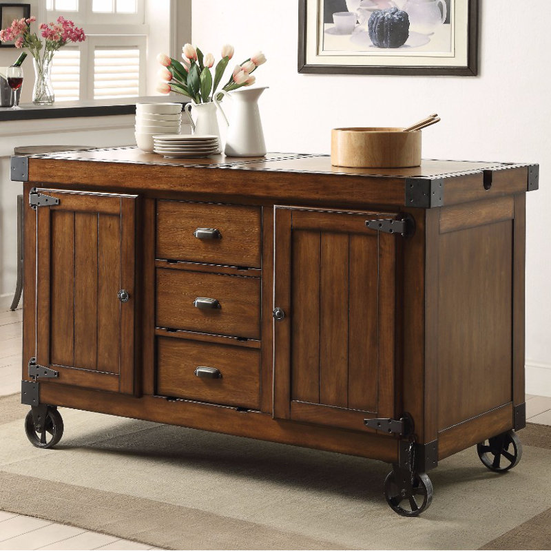 Loon Peak Wick St Lawrence Kitchen Cart with Solid Wood ...