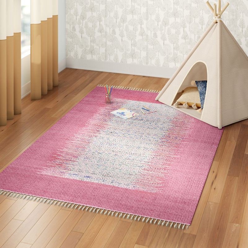 Three Posts Baby Kids Eberhardt Handmade Flatweave Cotton Ivory Pink Area Rug Reviews Wayfair