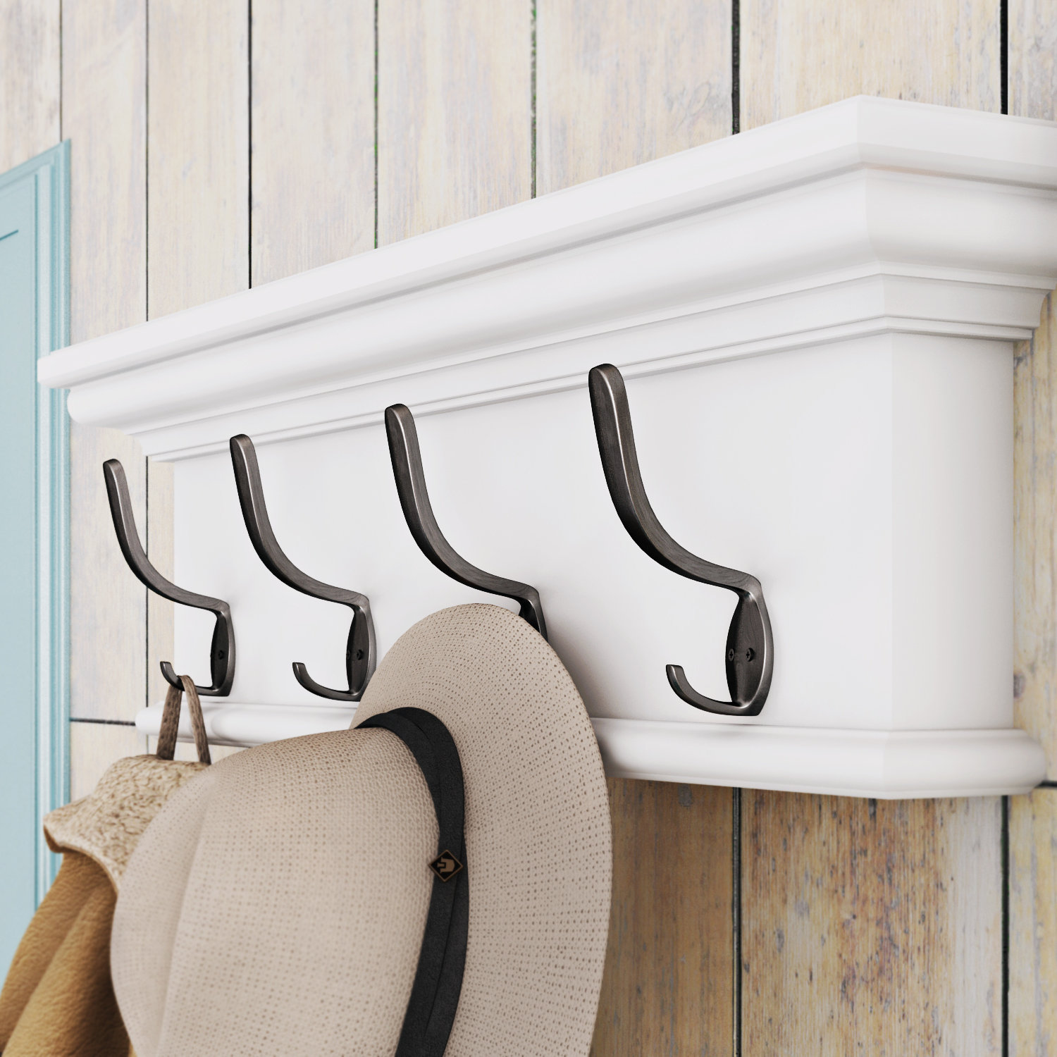 32/" Wall Mount Entryway Storage Wood Rack Coat /& Hat Hanger 6 Pegs Natural Wood