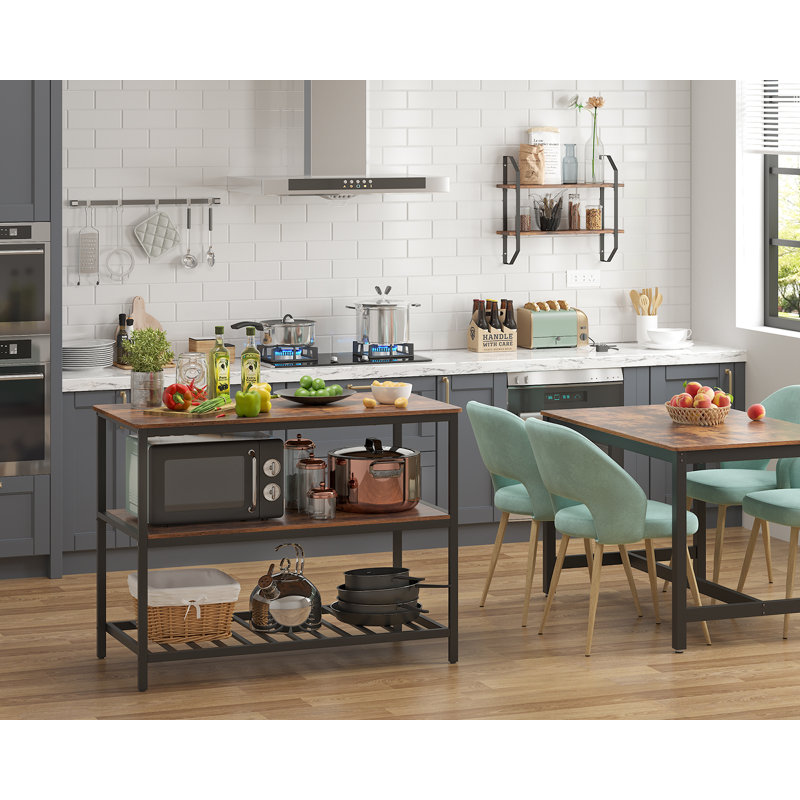17 Stories Mayton Kitchen Island With 3 Shelves, Kitchen ...