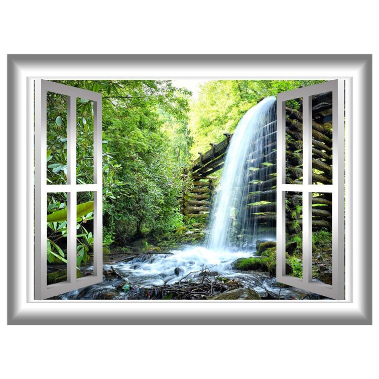 Waterfall Jungle Forest 3D Window View Decal Graphic Wall Sticker Art Mural H480 