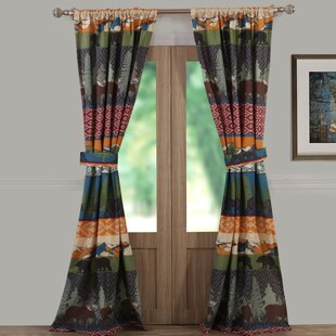 Black Bear Window Valance Decorative Animal Lodge Themed Curtain 