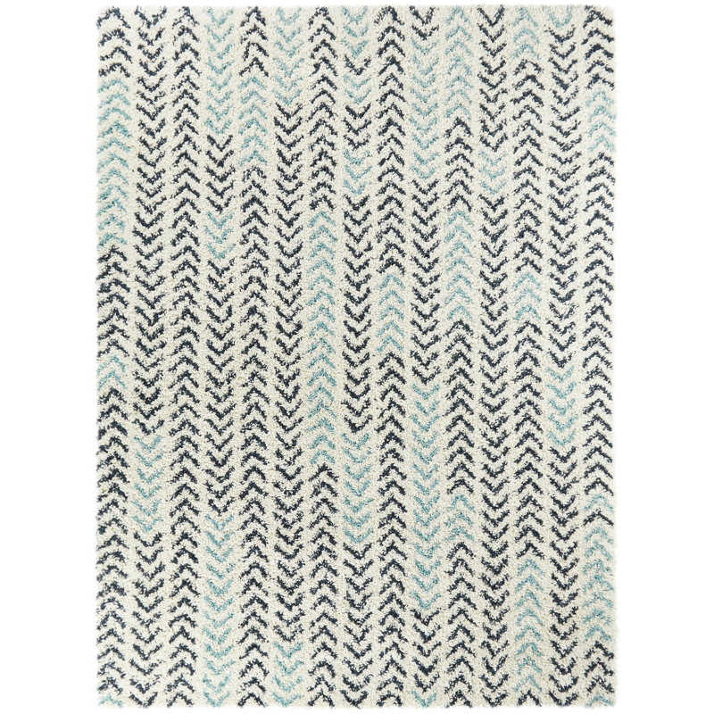 Union Rustic Groveport Chevron Blue/White Area Rug Wayfair