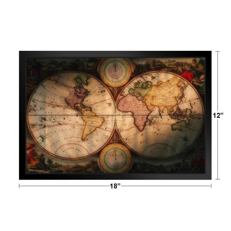 Map  world  photo Framed Poster Canvas art painting  Print Vintage