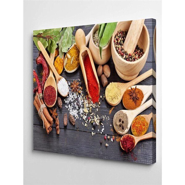 Kitchen Artwork for Wall Spices Art on Wood Background Stylish Decor Kitchen Decor Spices in Spoons Photo Print Cooking Artwork for Wall