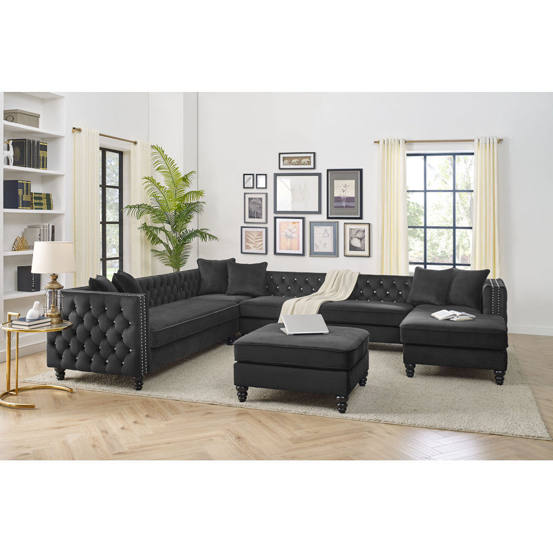 Charlton Home Igikpak 6 Seater U Shape Sectional Sofa With Ottoman