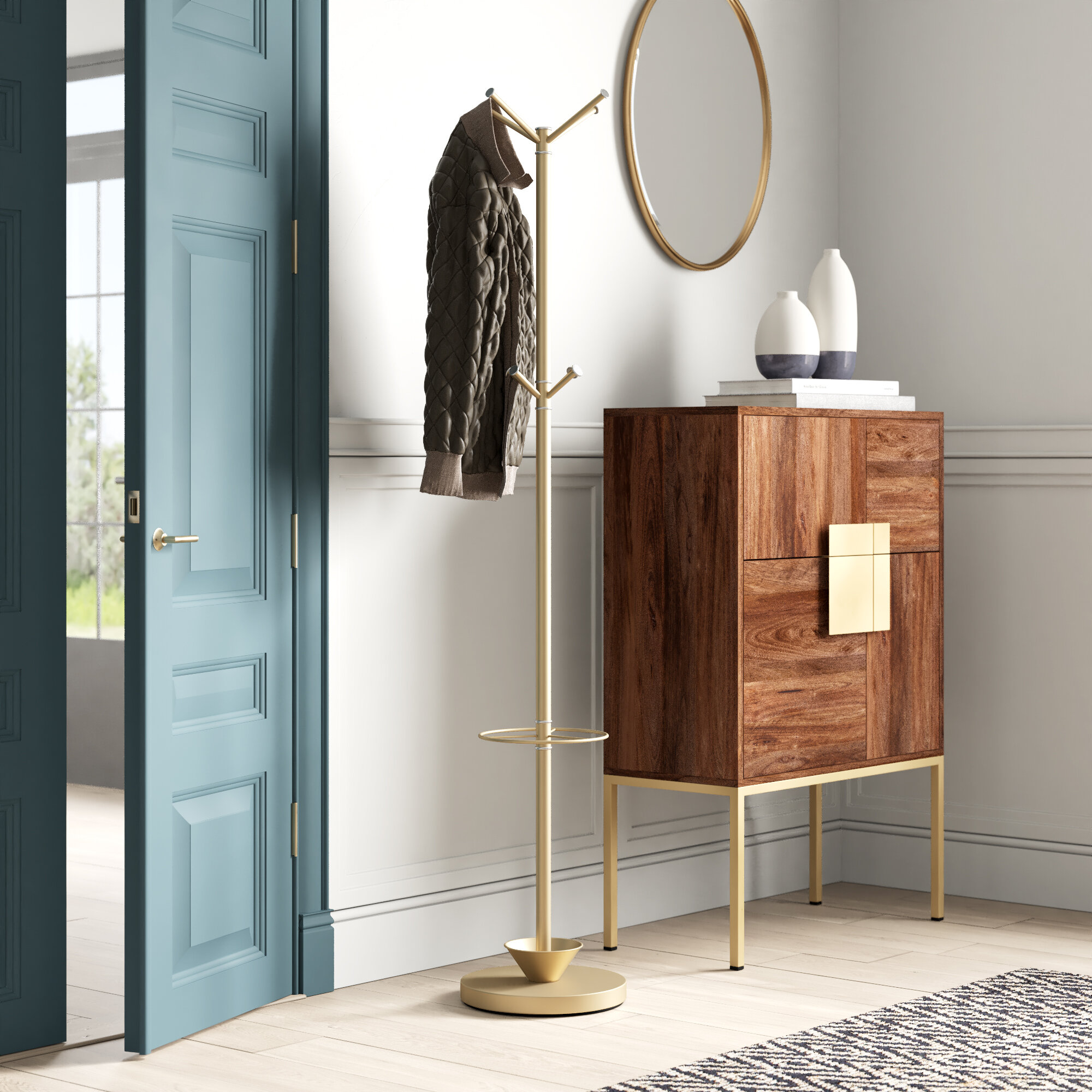 freestanding coat stand and mirror