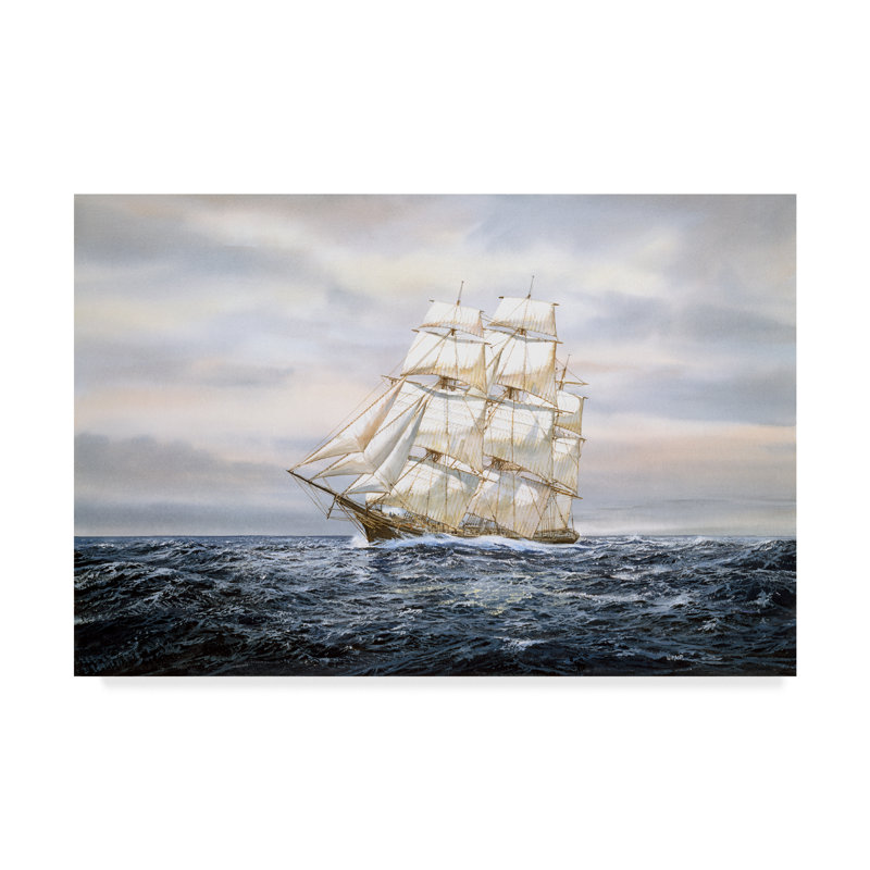 Trademark Art Clipper Ship Acrylic Painting Print On Wrapped