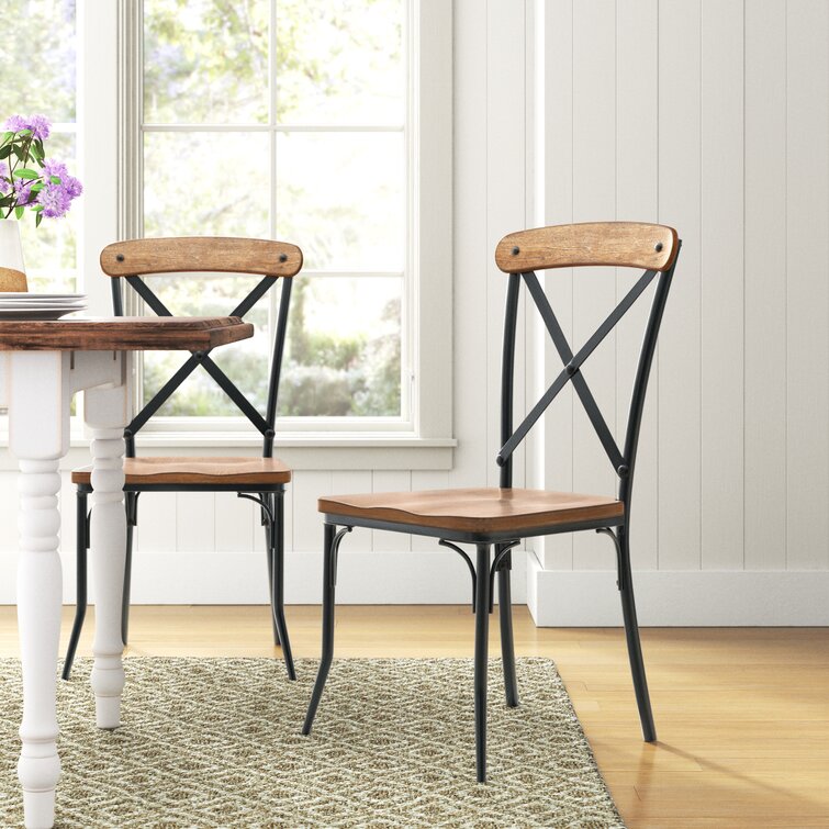 gayla solid wood cross back side dining chair