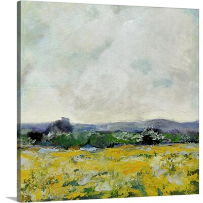 Marigold Field - Painting Print Millwood Pines Format: Wrapped Canvas, Size: 30