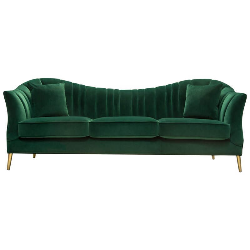 Ava 92 Round Arm Sofa Green Velvet Sofa Sofa Green Sofa