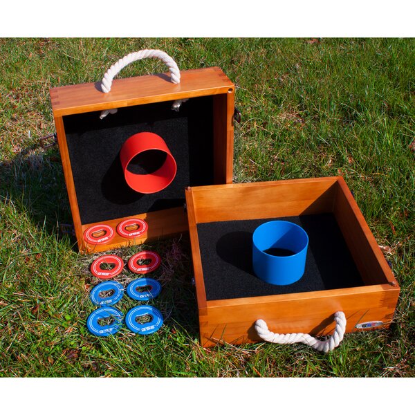 Flag Series Wooden Washer Toss Game Set Portable Washers Game Lawn Backyard Outdoor Games with 8 Metal Washers 