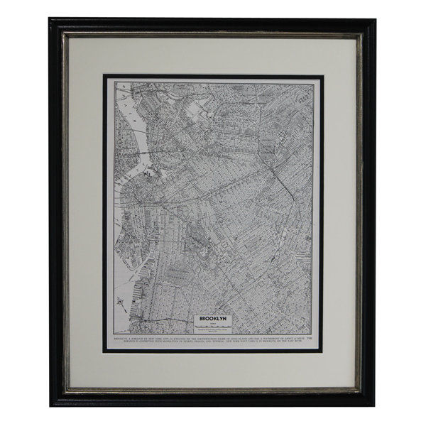 Alcott Hill Original Vintage 1940s Brooklyn Nyc Map Framed Print On Paper Wayfair
