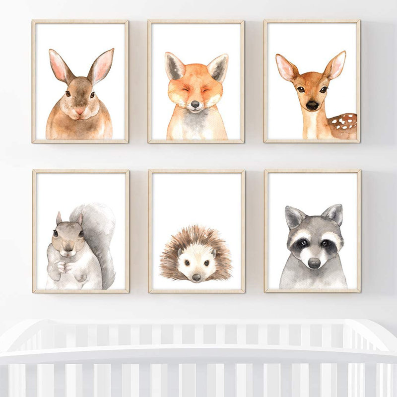 dare rabbit fox deer hedgehog raccoon 6 piece set paper print