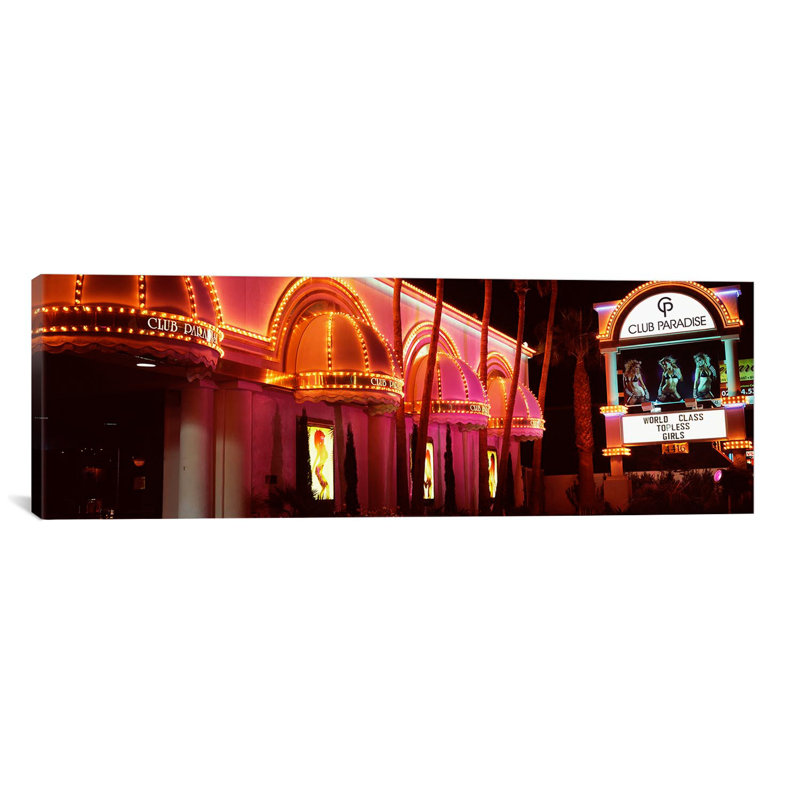 Ebern Designs Panoramic Strip Club Lit Up At Night Las Vegas Nevada Usa Wrapped Canvas Photographic Print Wayfair