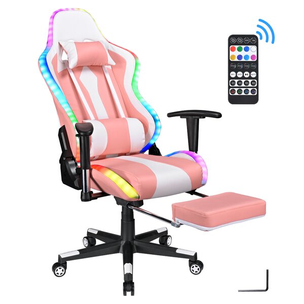 Pink Racing Office Chair 360° Swivel Gaming Computer Chair Mesh Back for Lover
