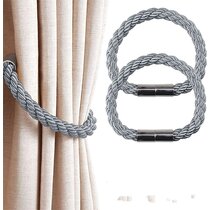 2 Slim Natural cotton rope curtain tie backs fabric cord ties 1.5 cable tiebacks 