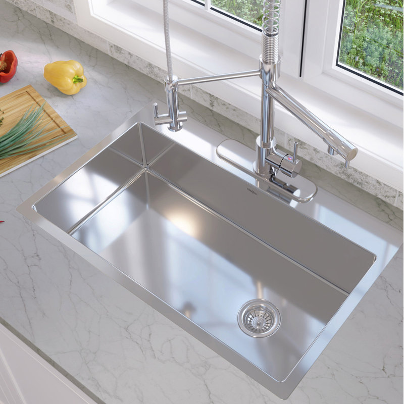 Ancona Valencia Series 33 X 22 Dual Mount Kitchen Sink With Basket Valencia Series 33 X 22 Dual Mount Kitchen Sink With Basket Strainer