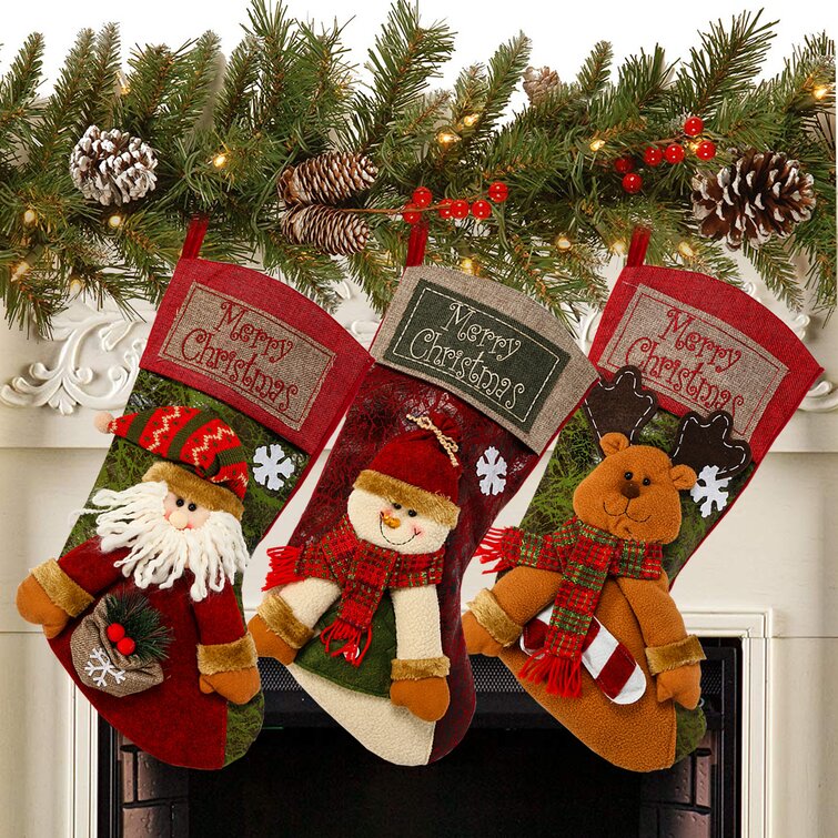 Unique Bear Hanging Christmas Stocking and Adults 16 Tall Teens Cute Brown Bear Holiday Decor Theme Stocking Stuffers Perfect for Small Gifts and Candy Soft Plush Cloth For Kids 