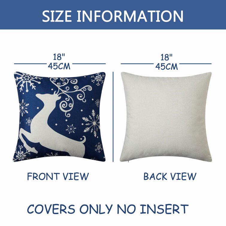 18x18 Set of 4 Christmas Deer Animal Print Throw Pillow Cover Winter Home Decor