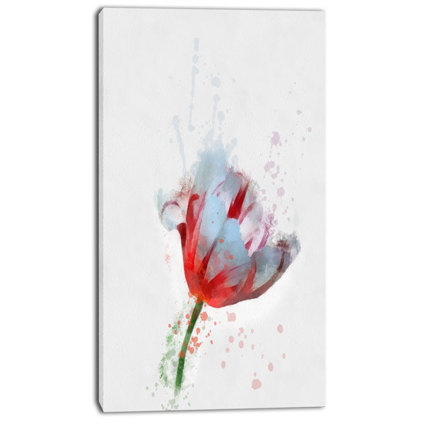 Designart Beautiful Red White Flower Sketch Painting Print On