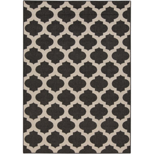 Modern Trellis Hand-Woven Ink Area Rug