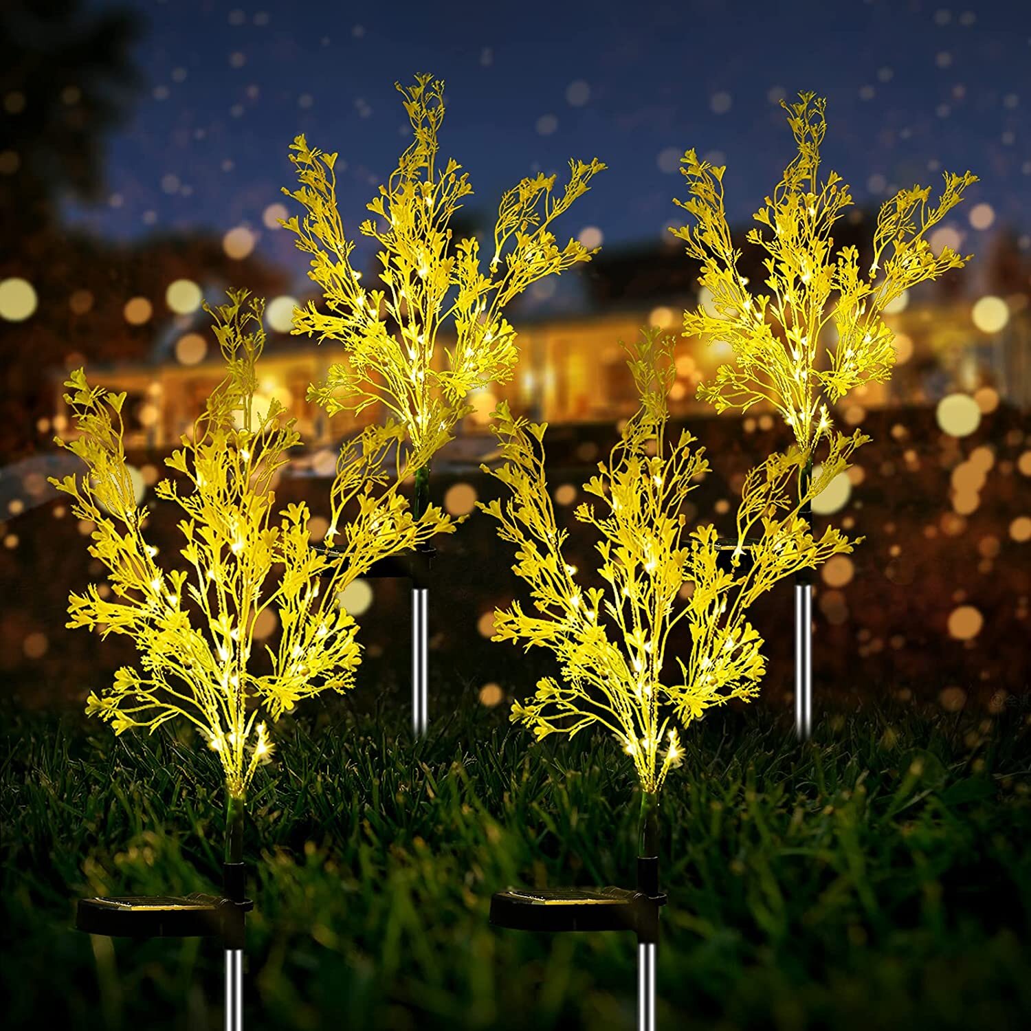 4Pcs Solar Power Simulation Flower Garden Stake Outdoor landscape Lamp