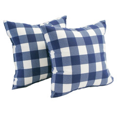 navy blue plaid throw pillows