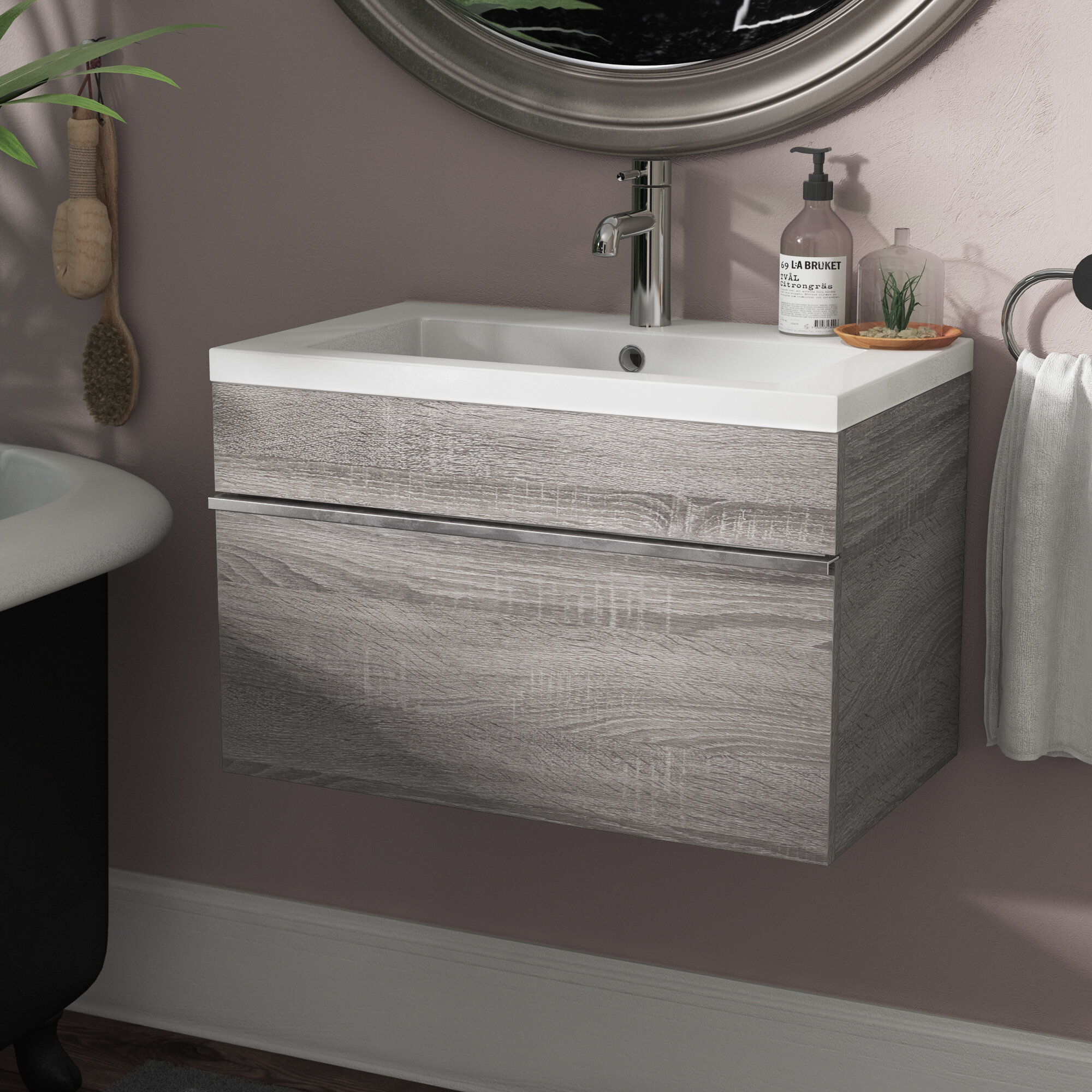 Ivy Bronx Hewlett 24 Wall Mounted Single Bathroom Vanity Set Reviews Wayfair