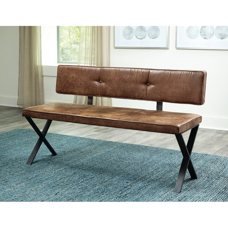 17 Stories Conco Dining Bench Vintage Brown And Dark Gunmetal