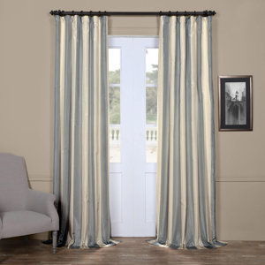 Ardnaglass Hampton Striped Faux Silk Taffeta Rod Pocket Single Curtain Panel