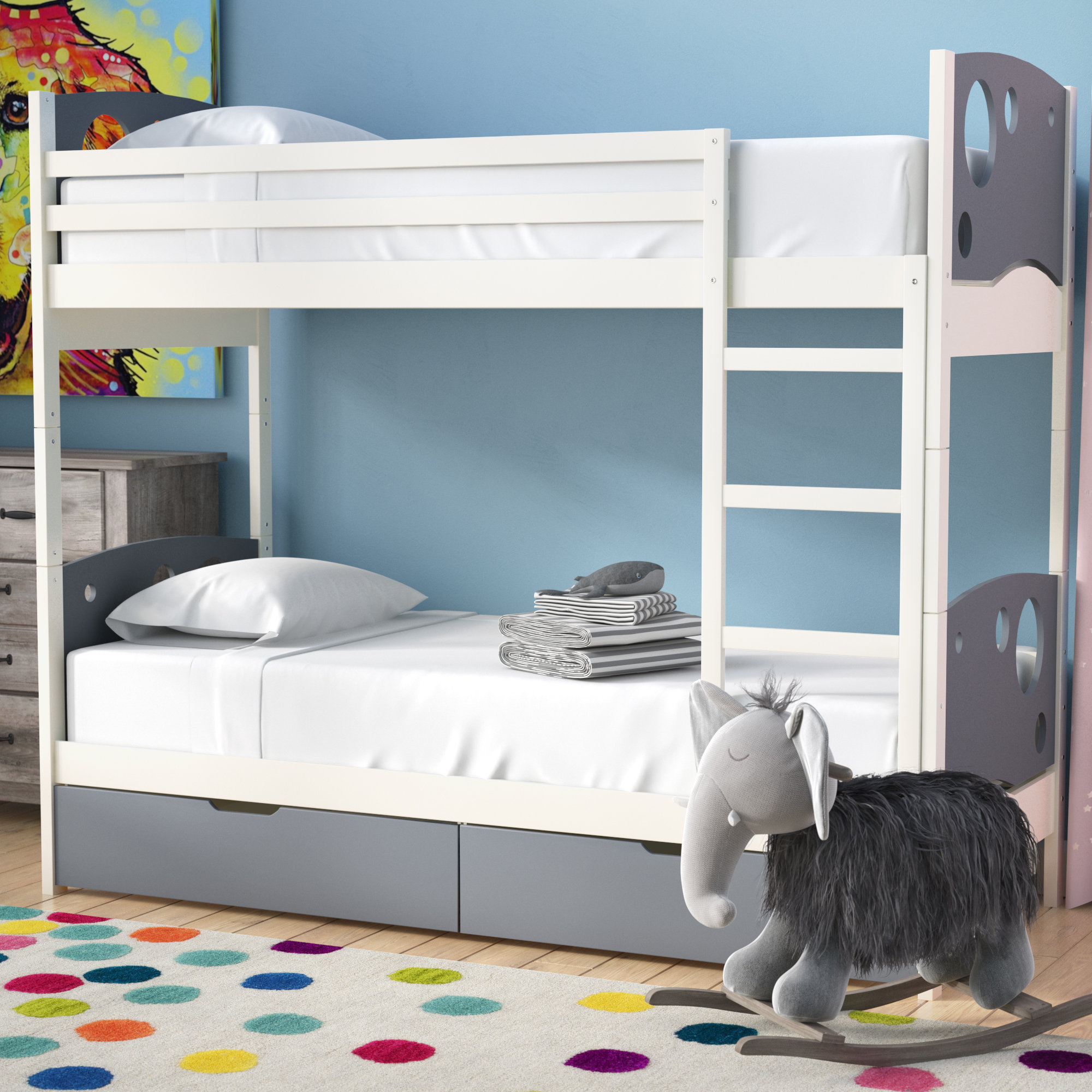 Mack Milo Dulcia Panel Toddler Bunk Bed With Mattress And