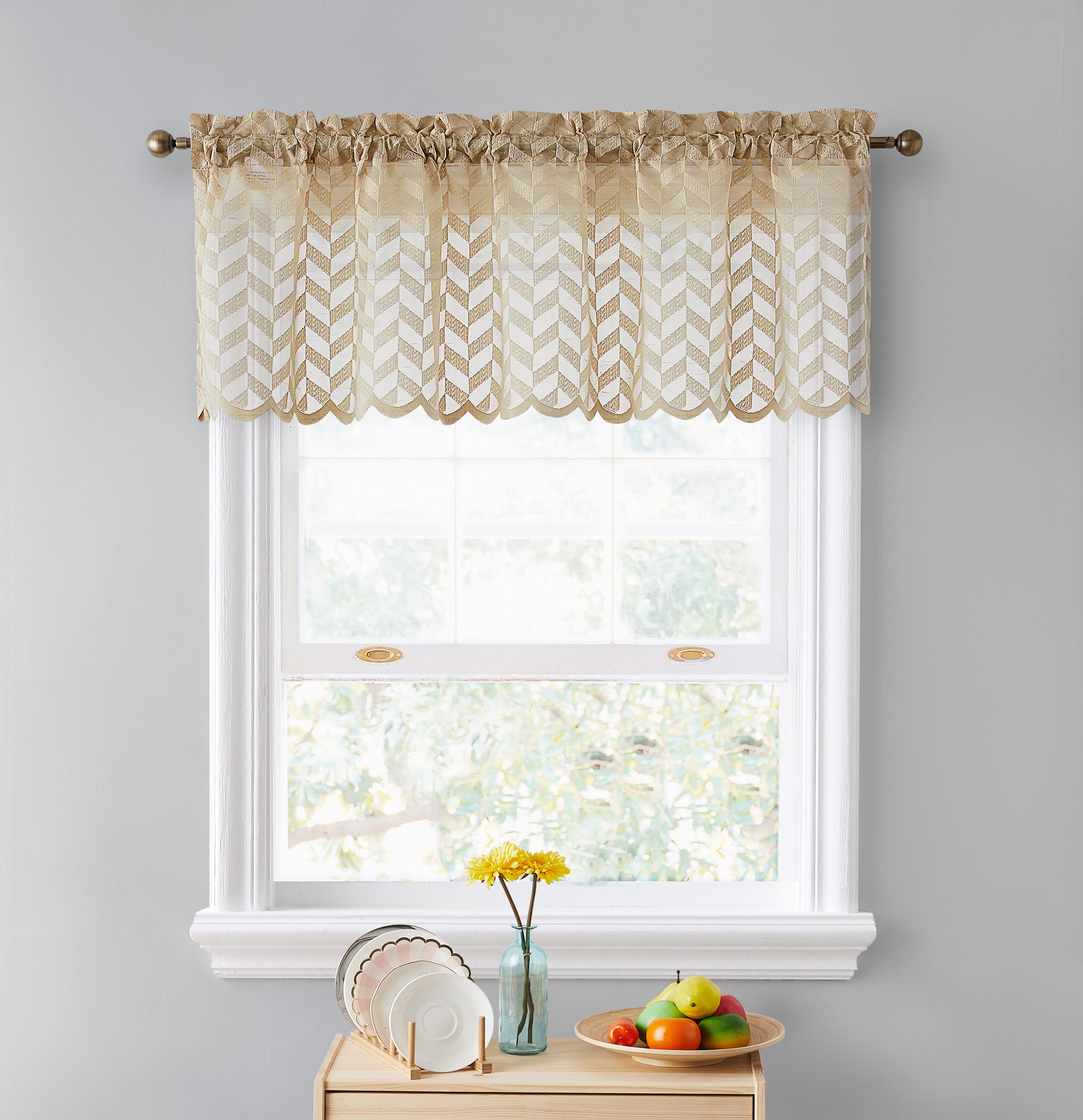 Fresh Kitchen Decor Window Drapes Valance Rectangle Home Cabinet Sheer Curtains 