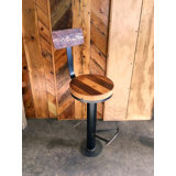 Bolt Down Urban Industrial Pedestal Bar Stools With Swivel, Backrest And Footrest -- Bar Height (Set of 4) by The Strong Oaks Woodshop