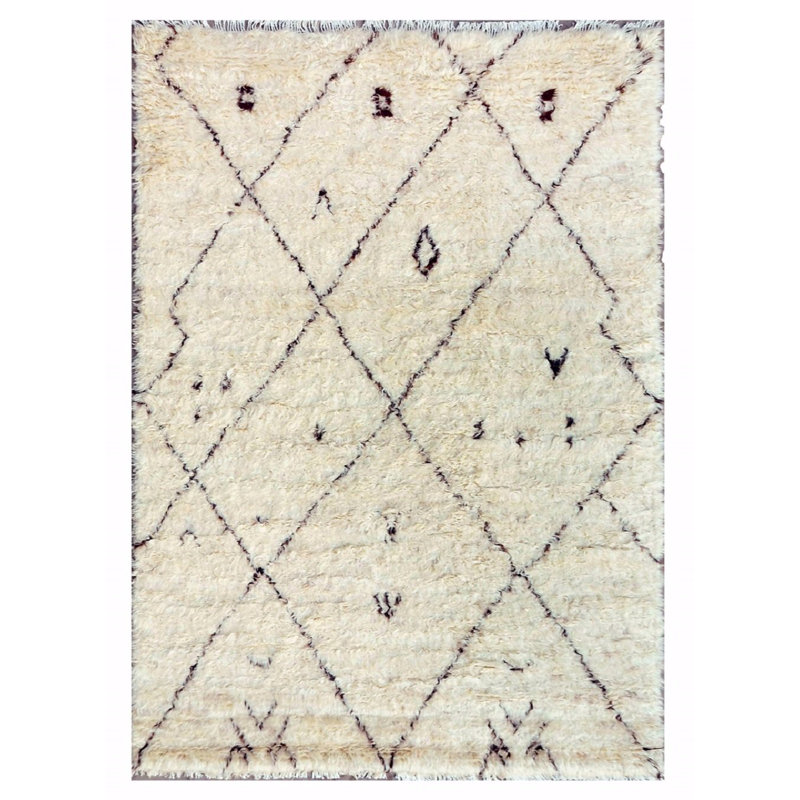 Pasargad Moroccan Geometric Hand Knotted Wool Ivory Area Rug Wayfair