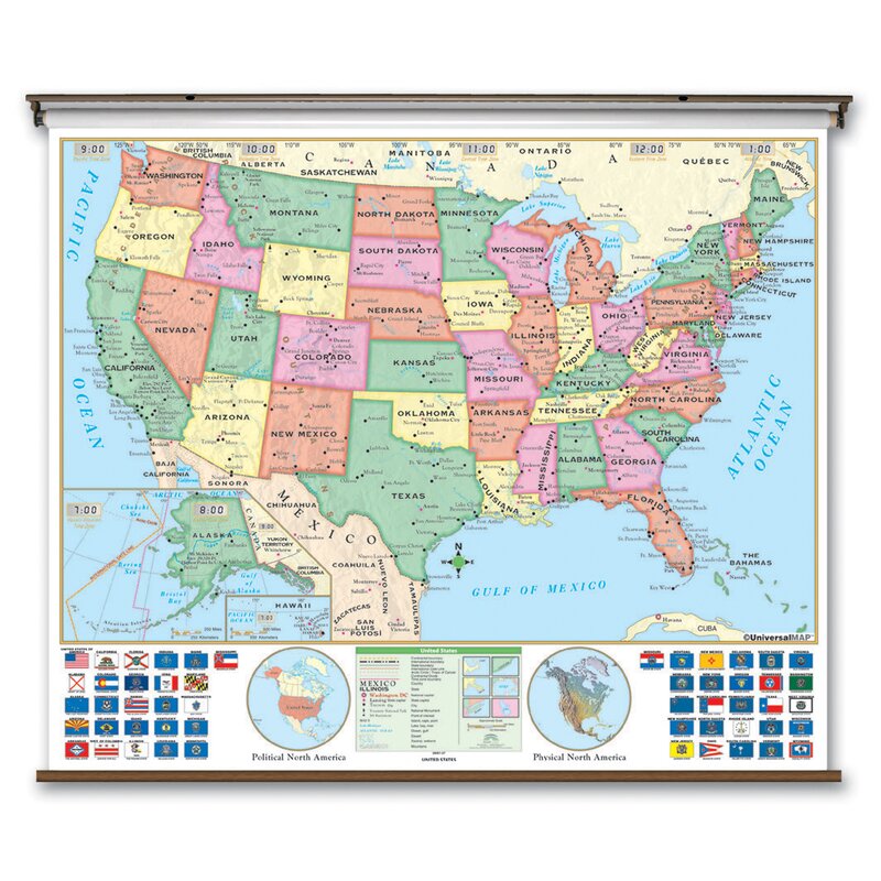 Universal Map Primary Wall Map United States Wayfair