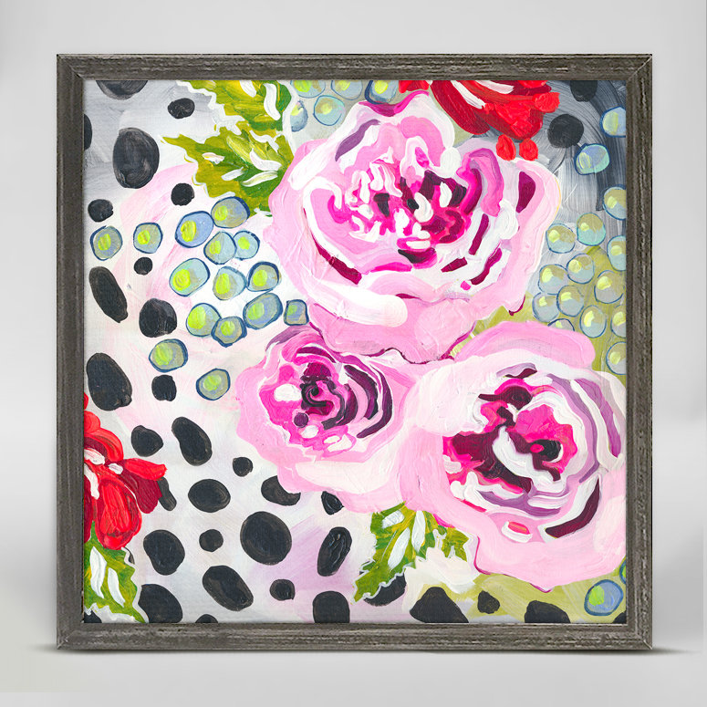 Greenbox Art Spots And Dots Florals Framed Oil Painting Print On