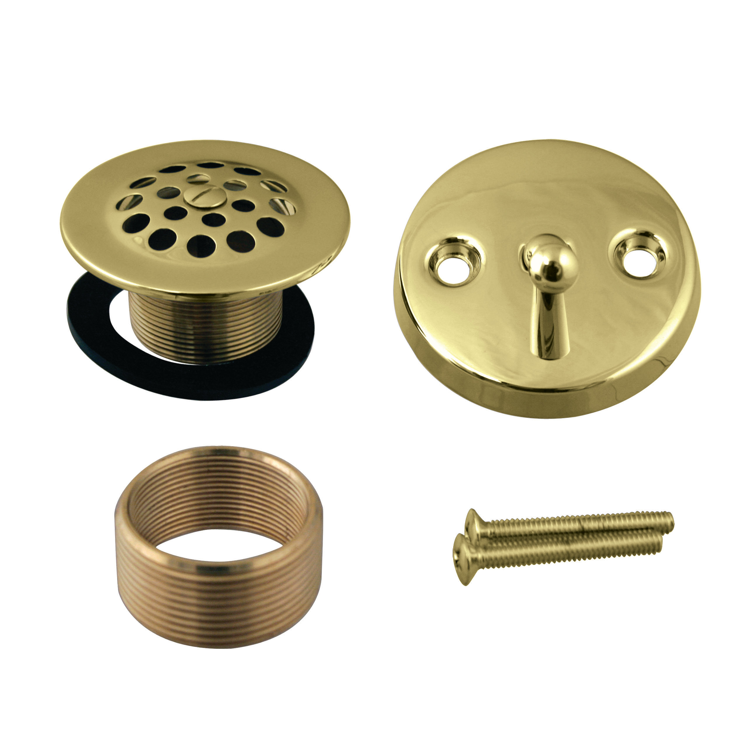 Polished Brass Bathtub Drain Snap In Grid Style with Brass Bushing