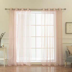 Attell Solid Sheer Grommet Curtain Panels (Set of 2)