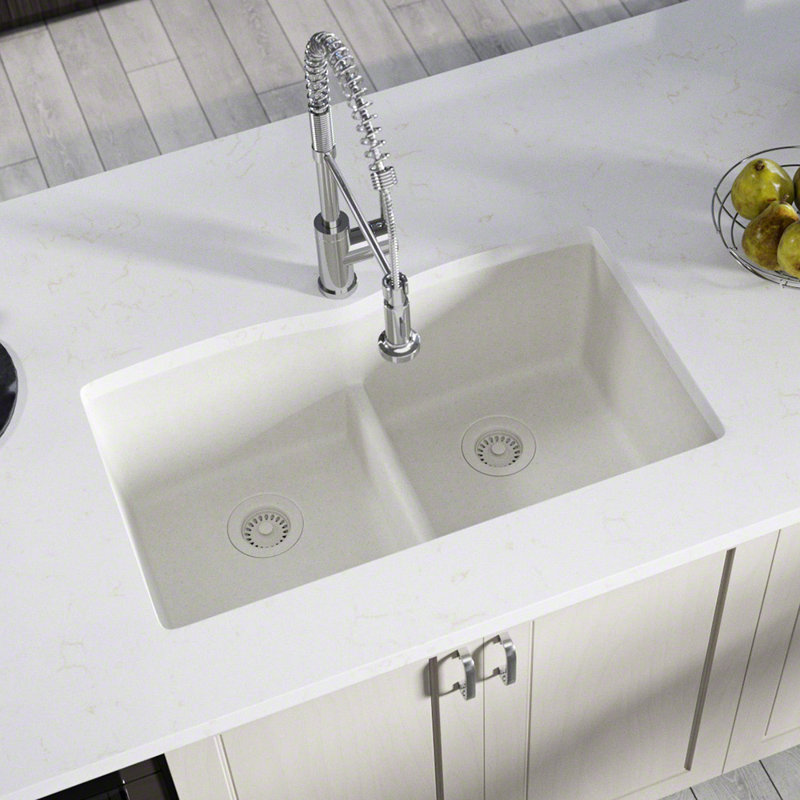 Mrdirect Granite Composite 33 L X 19 W Double Basin Undermount Kitchen Sink With Strainers And Flange Reviews Wayfair