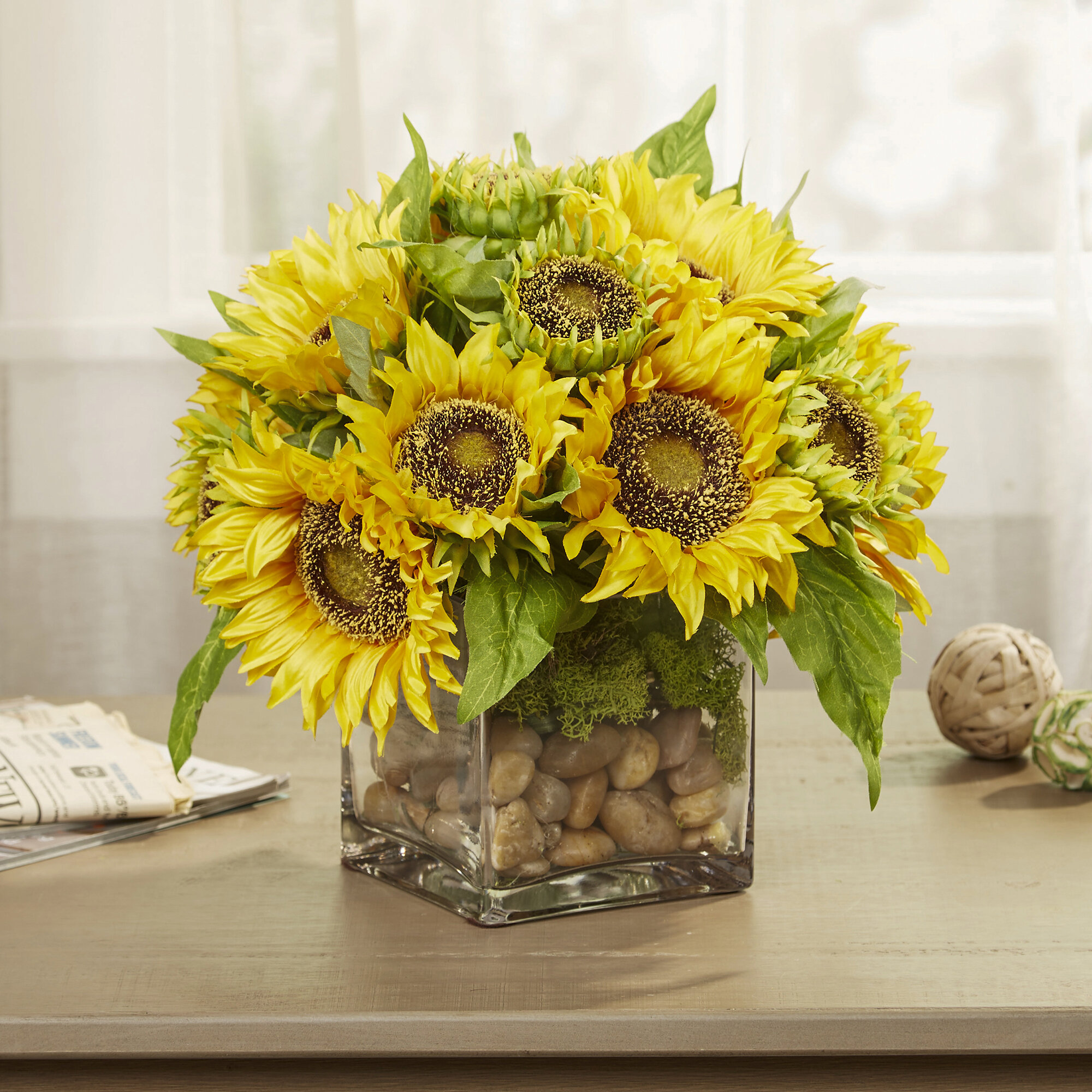 Details about   Sunflower Bouquet Artificial Flower Floral Arrangement 6" Head Home Wedding 