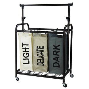 rolling laundry cart with hanging bar