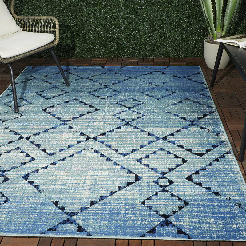 Winder Geometric Blue Indoor Outdoor Area Rug Reviews Joss Main
