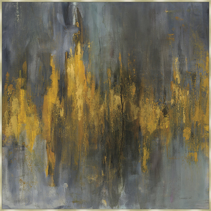 Orren Ellis Black Gold Abstract Framed Print On Canvas In Gold