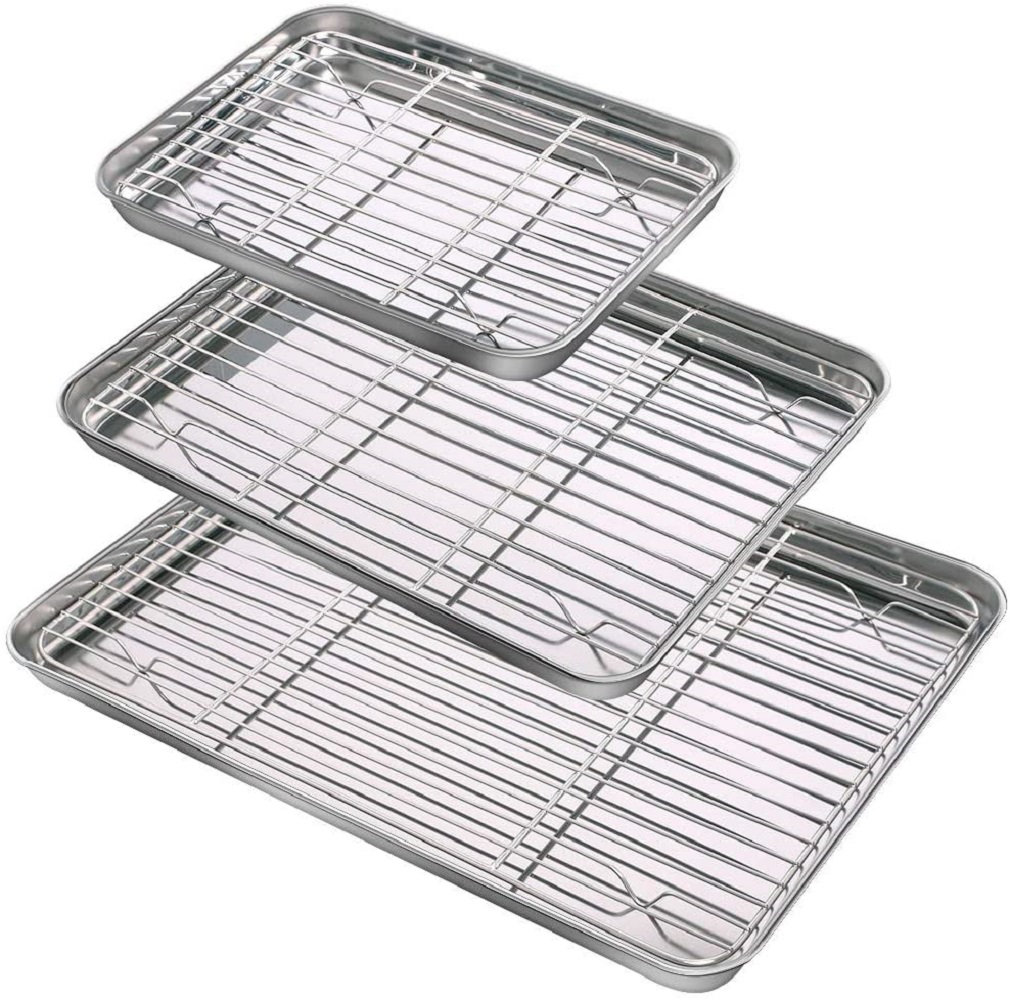 LSHUIGEN Aluminum Pan Cookie Sheets Heavy Duty Nonstick Disposable