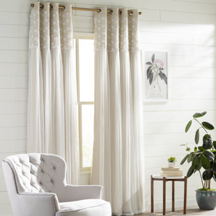 Jacksonburg Lace Overlay Nature/Floral Blackout Thermal Grommet Curtain Panels (Set Of 2) by Laurel Foundry Modern Farmhouse