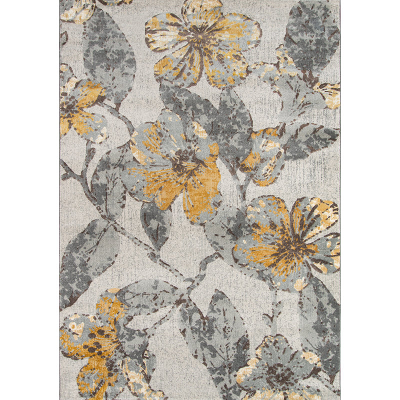 Andover Mills Oloran Floral Gray Yellow Brown Rug Reviews Wayfair