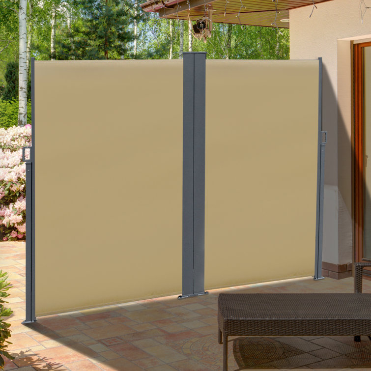 Outsunny 236.25" W x 3.5" D Manual Retraction Side Awning in Beige & Reviews Wayfair