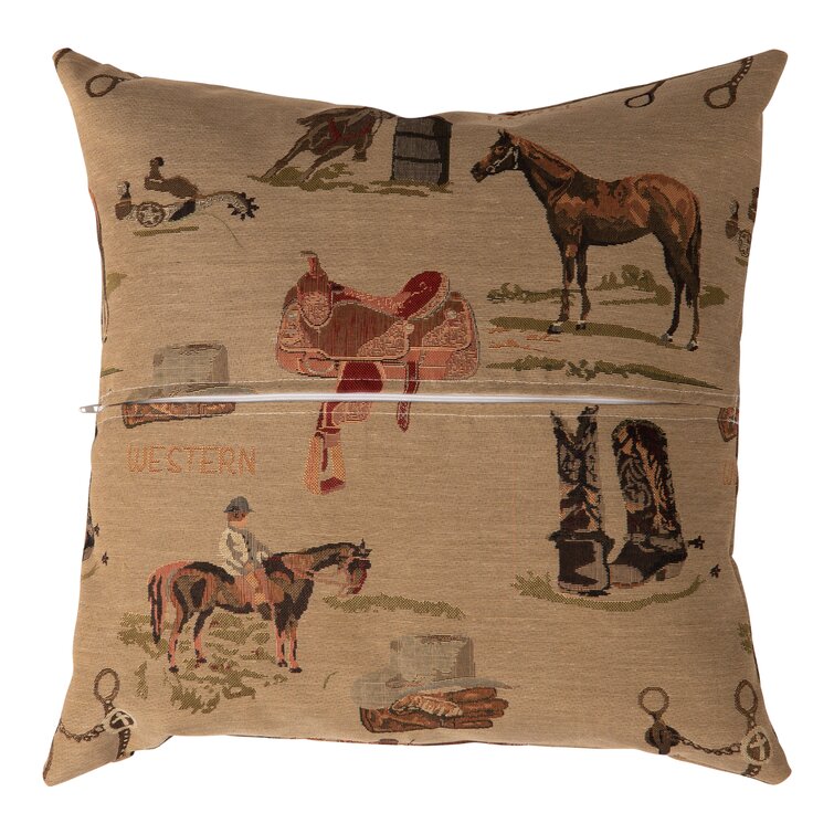 RUNNING HORSE TAPESTRY CUSHION COVER 18X18 BROWN CUSHION COVER CHRISTMAS GIFT 