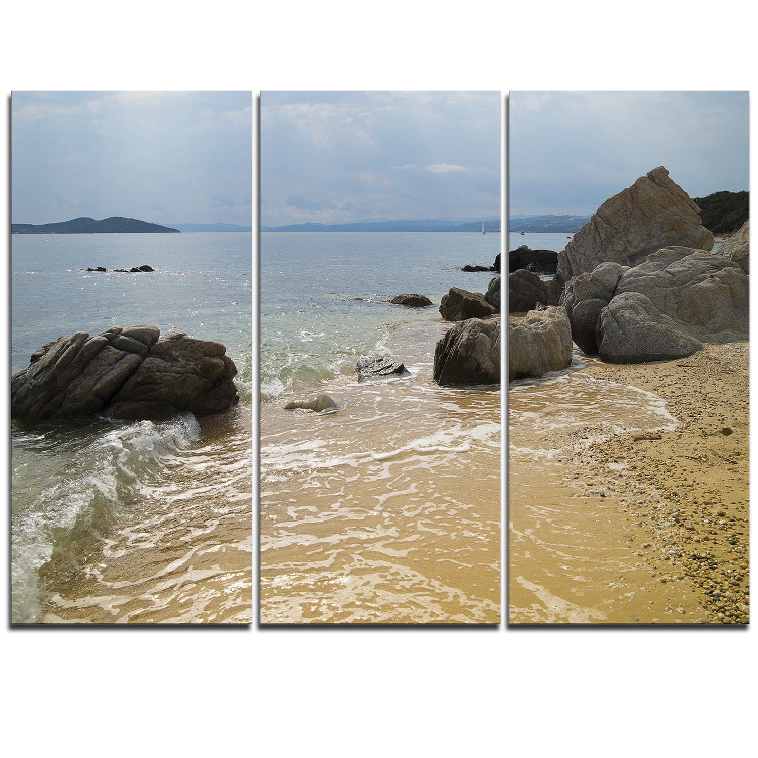 Designart Beautiful Sea View Of Rocky Coast 3 Piece Photographic Print On Wrapped Canvas Set Wayfair Ca